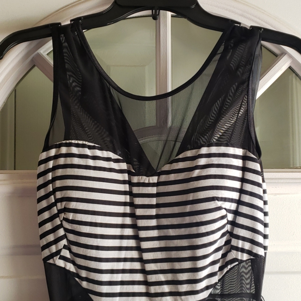 Black and white  stripes  dress